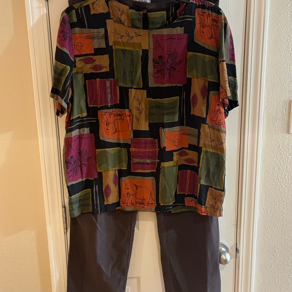 Vintage Abstract Blair Boutique Shirt Blouse Colorful Geometric Wildlife - Picture 4 of 4